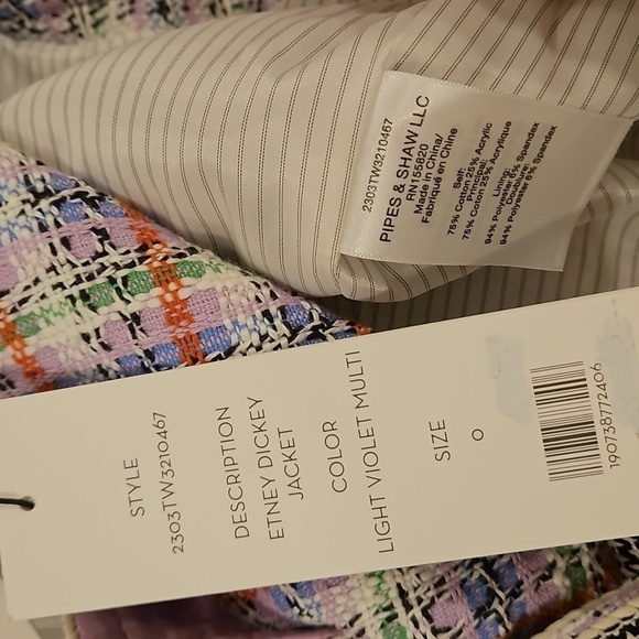 💕VERONICA BEARD💕 Etney Tweed Dickey Jacket ~ Light Lavender Multi-Color 0 NWT - Picture 16 of 16